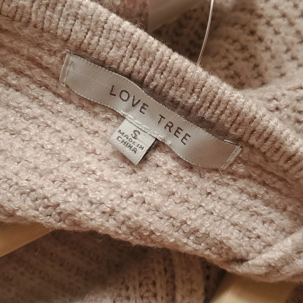 Nordstrom rack Love Tree sexy plunging V back sweater dress neutral taupe beige - Picture 7 of 12
